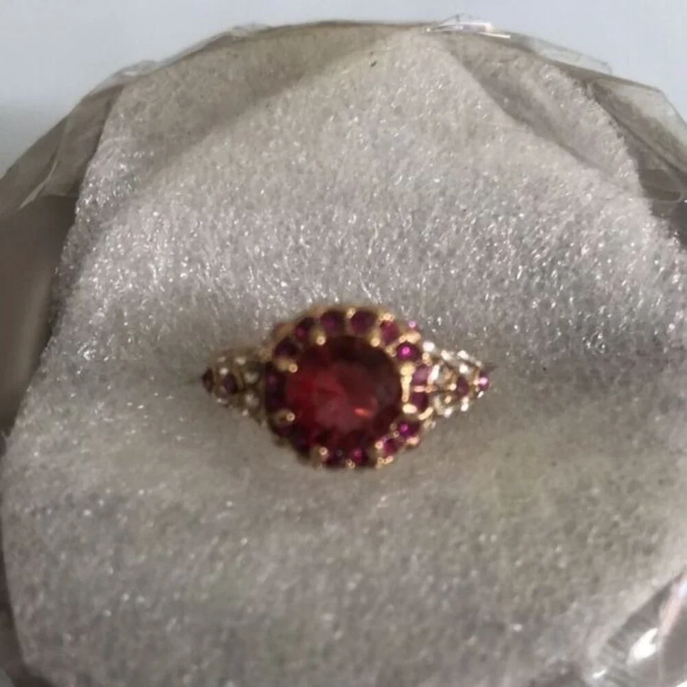 Golden‎ tone 2 piece eternity ring birthstone